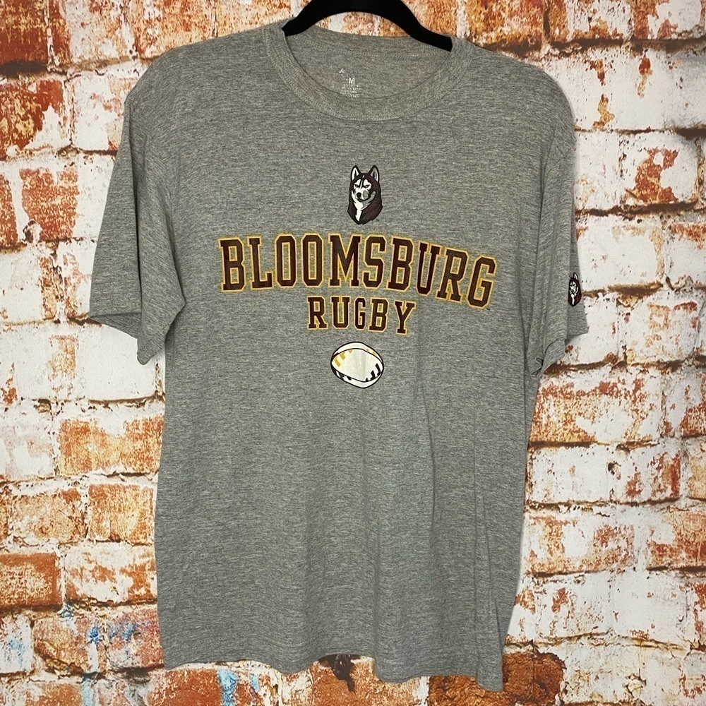 Men's Medium Bloomsburg University Rugby Light Gray T-Shirt BU Pennsylvania M